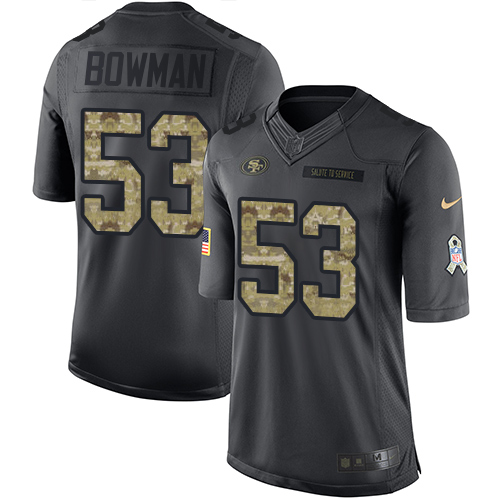 Men's Limited NaVorro Bowman Nike Jersey Black - #53 2016 Salute to Service NFL San Francisco 49ers